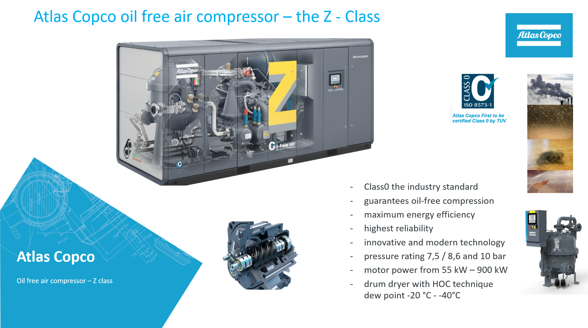 Atlas Copco Kompressoren - im Einsatz bei druckluftproduzierenden DeVeTec Abwärmekraftwerk